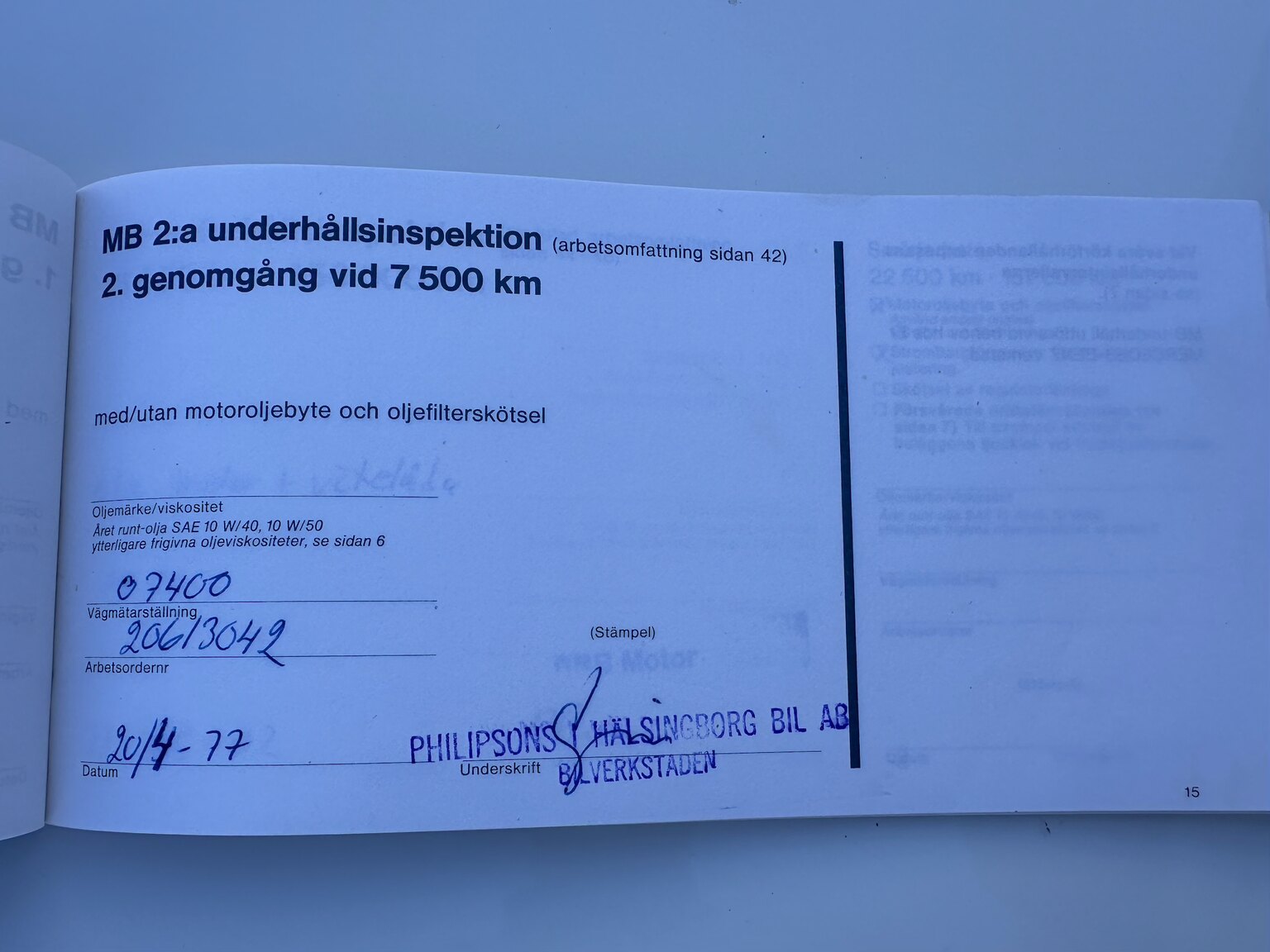 Dokumentation för 1975 Mercedes Benz 200