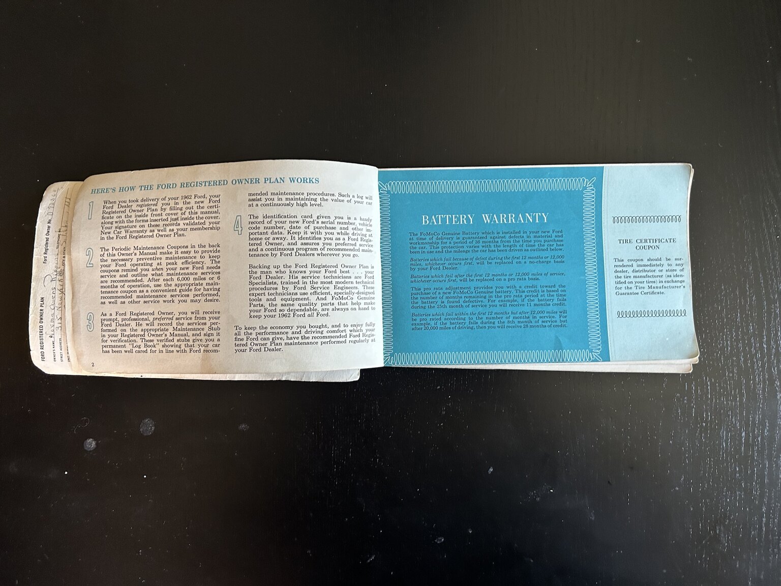 Documentation for 1962 Ford Galaxie 500 XL Sunliner