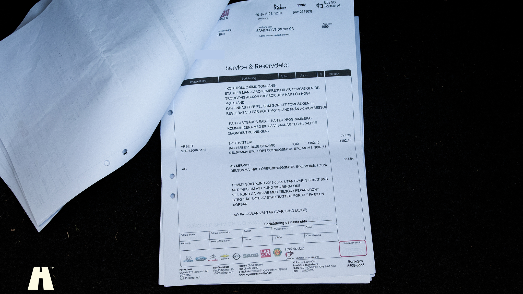 Dokumentation för 1995 SAAB 900 SE V6 Automat