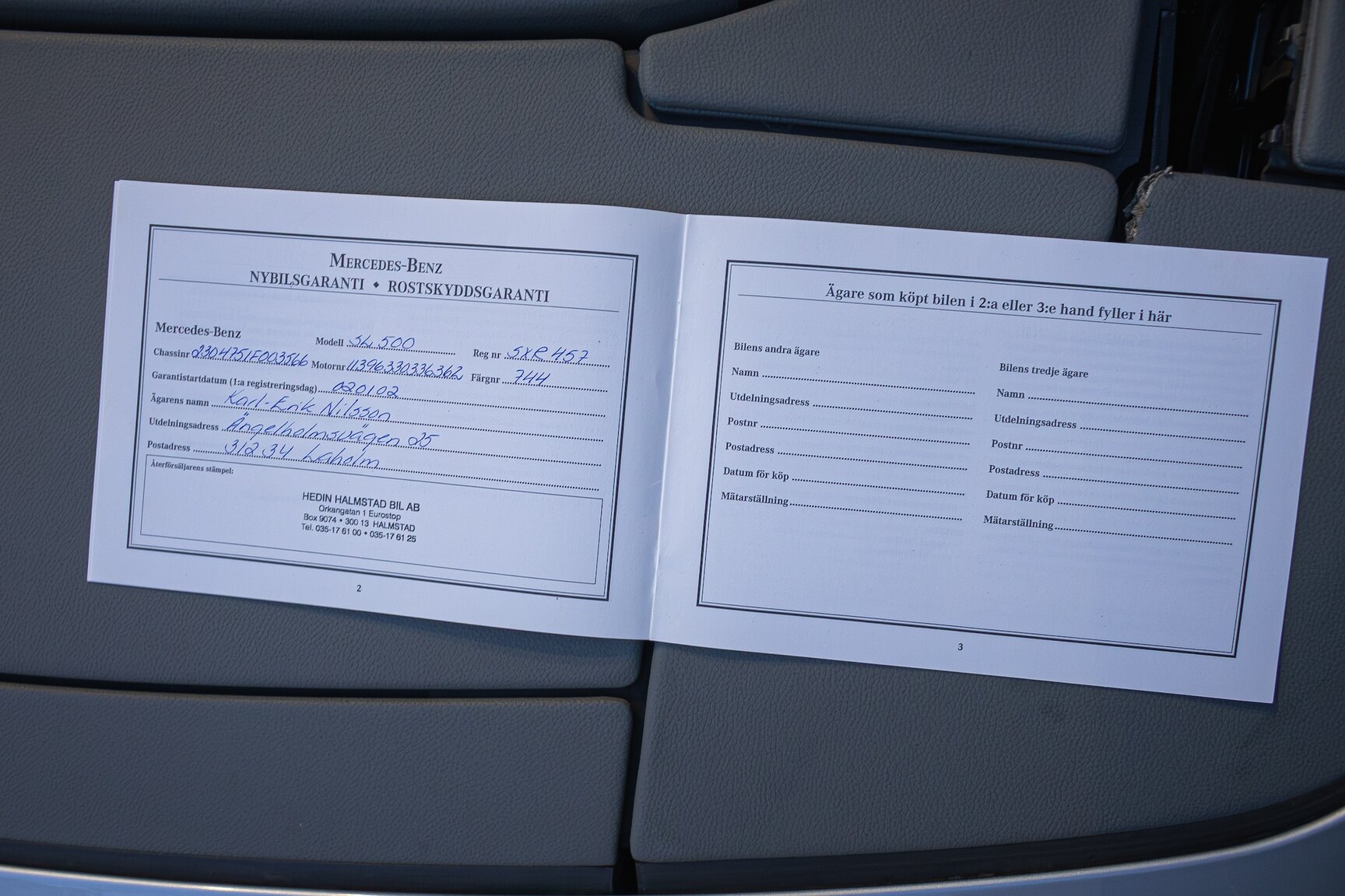 Dokumentation för 2002 Mercedes-Benz SL 500