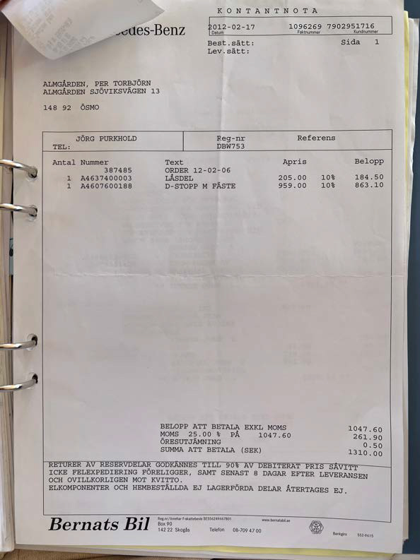 Dokumentation för 1986 Mercedes 280 GE