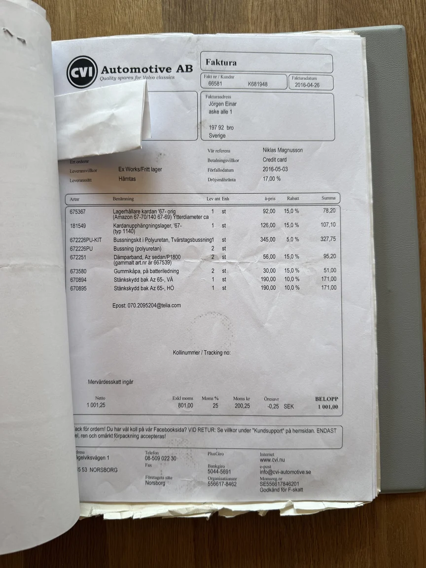 Documentation for 1970 Volvo Amazon (6)