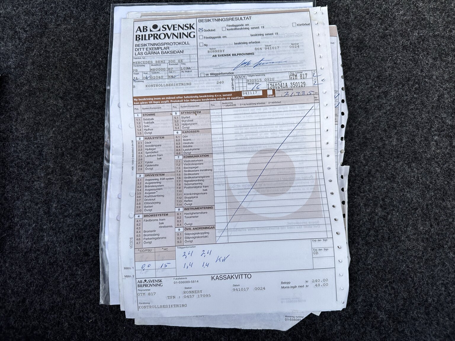 Documentation for 1987 Mercedes 300 SE