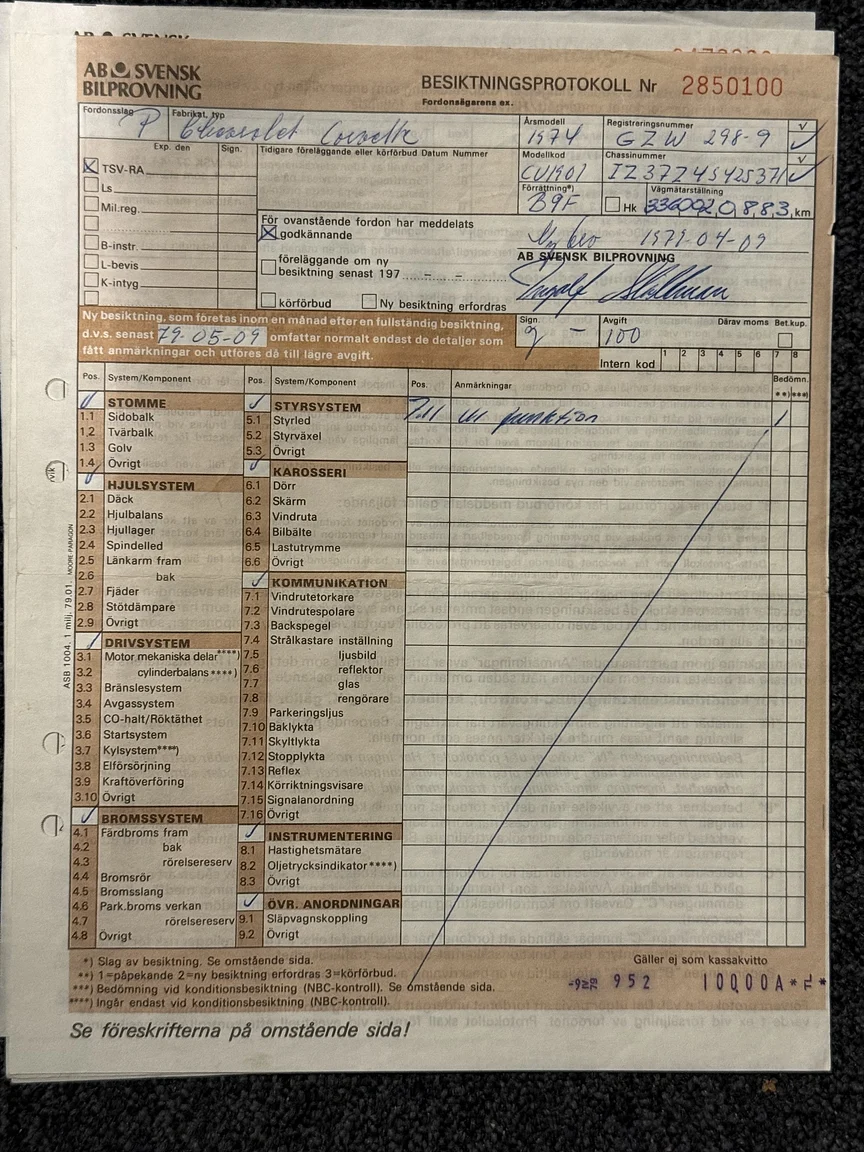 Dokumentation för 1974 Chevrolet Corvette Stingray