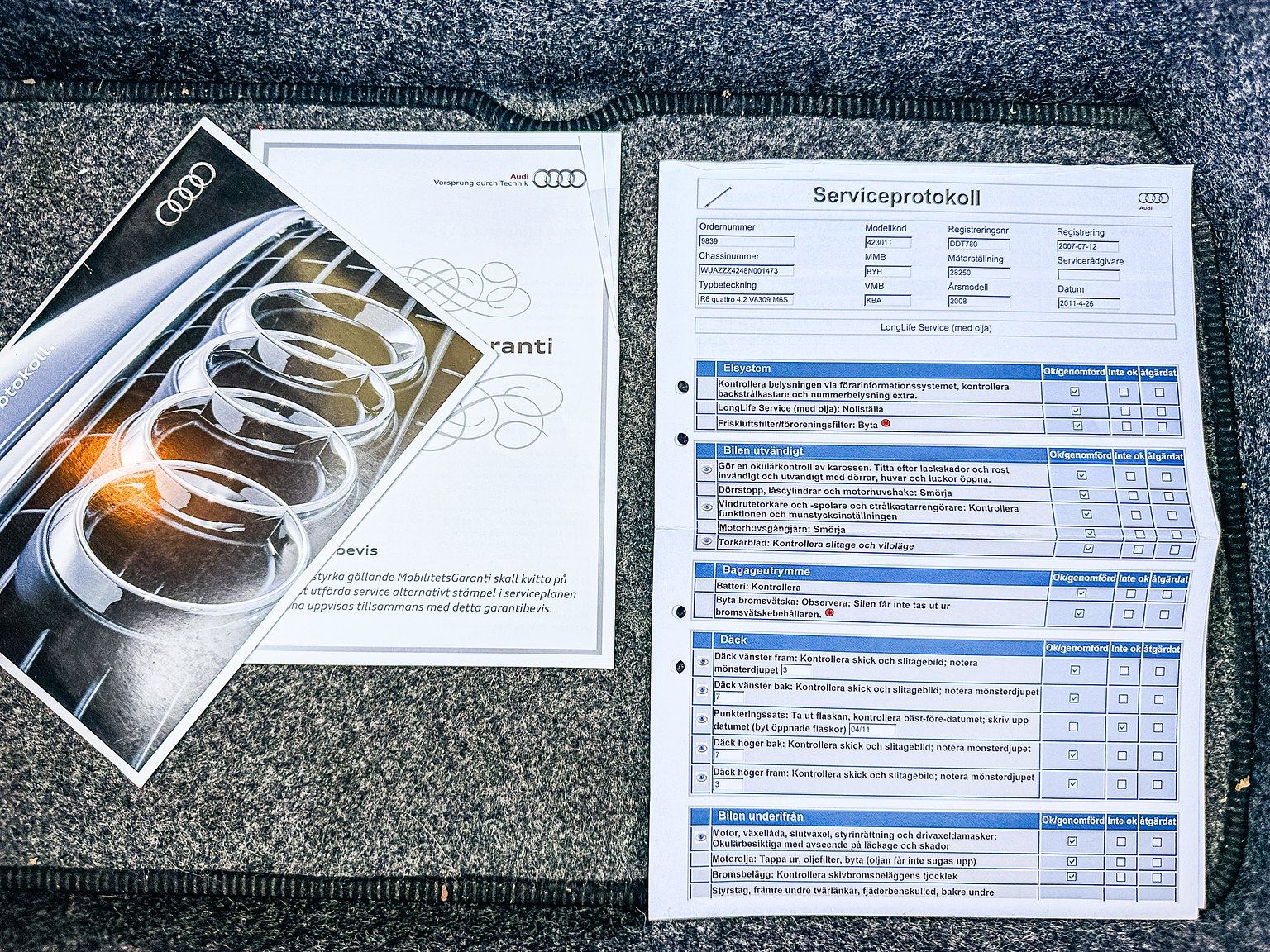 Documentation for 2008 Audi R8 4.2 V8 Turbo Manuell