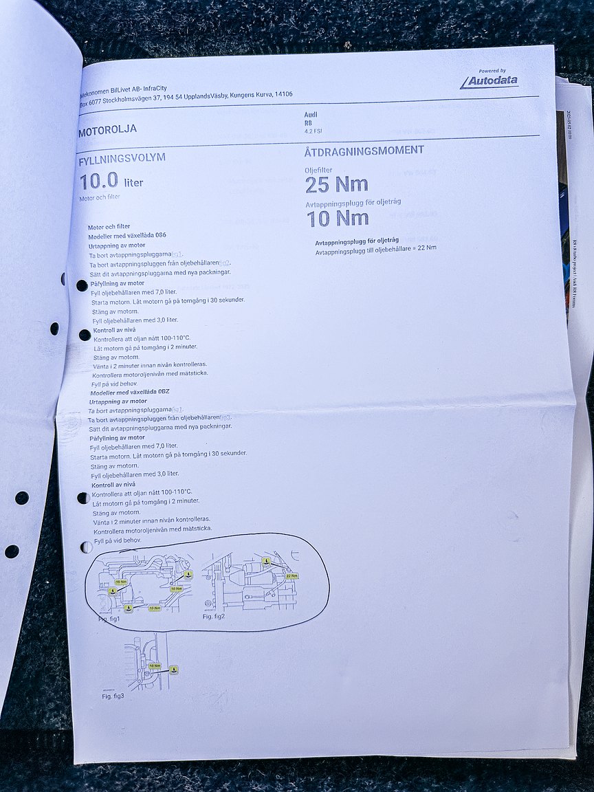Documentation for 2008 Audi R8 4.2 V8 Turbo Manuell