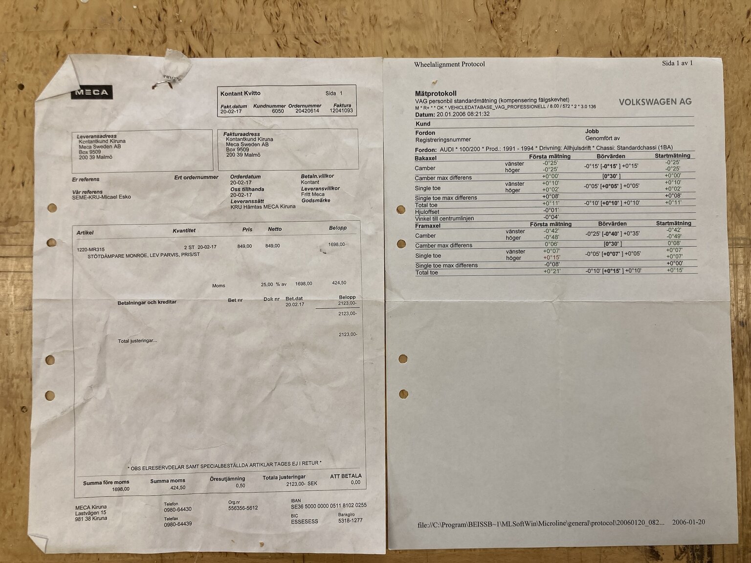 Documentation for 1992 Audi 100 Avant 2.3E Quattro