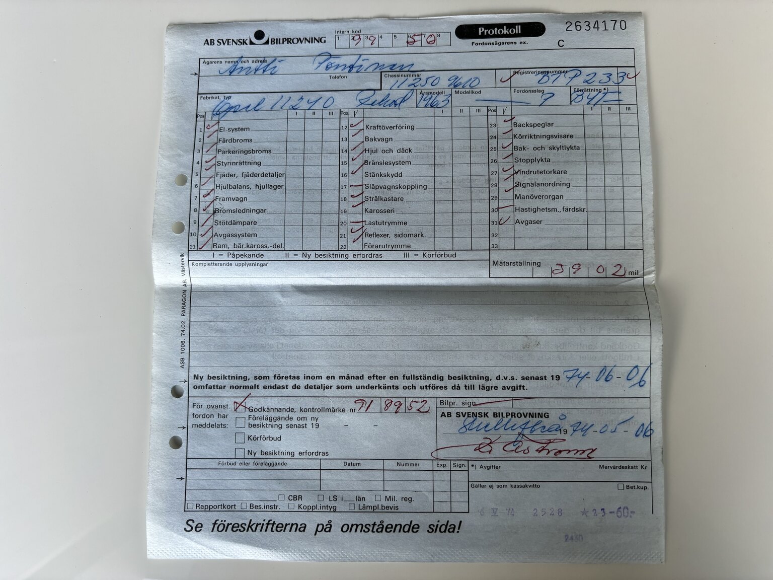 Documentation for 1965 Opel Record Deluxe