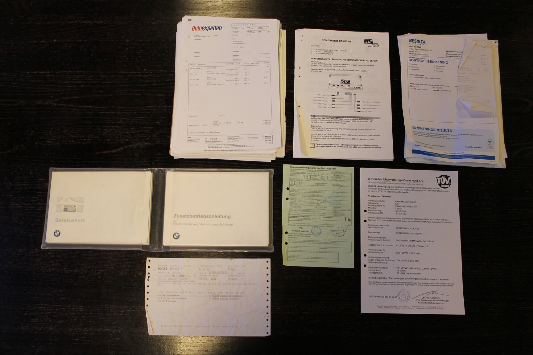 Documentation for 1996 BMW 540i Touring "No Reserve Auction"
