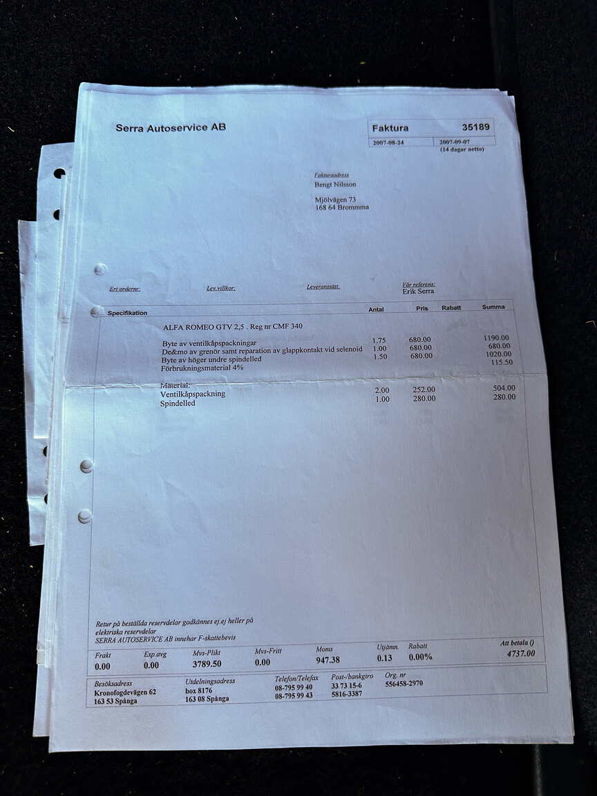 Dokumentation för 1985 Alfa Romeo GTV 6 2.5
