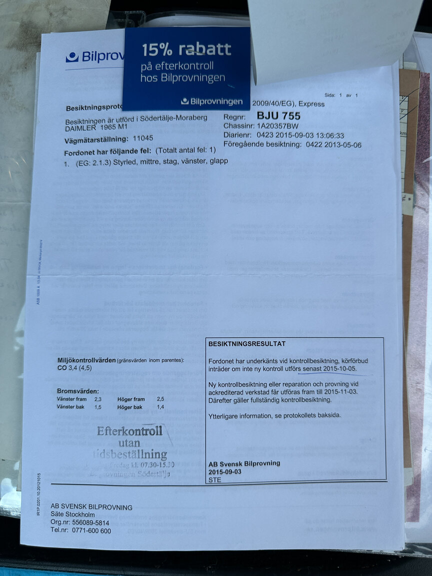 Documentation for 1965 Daimler 250 V8