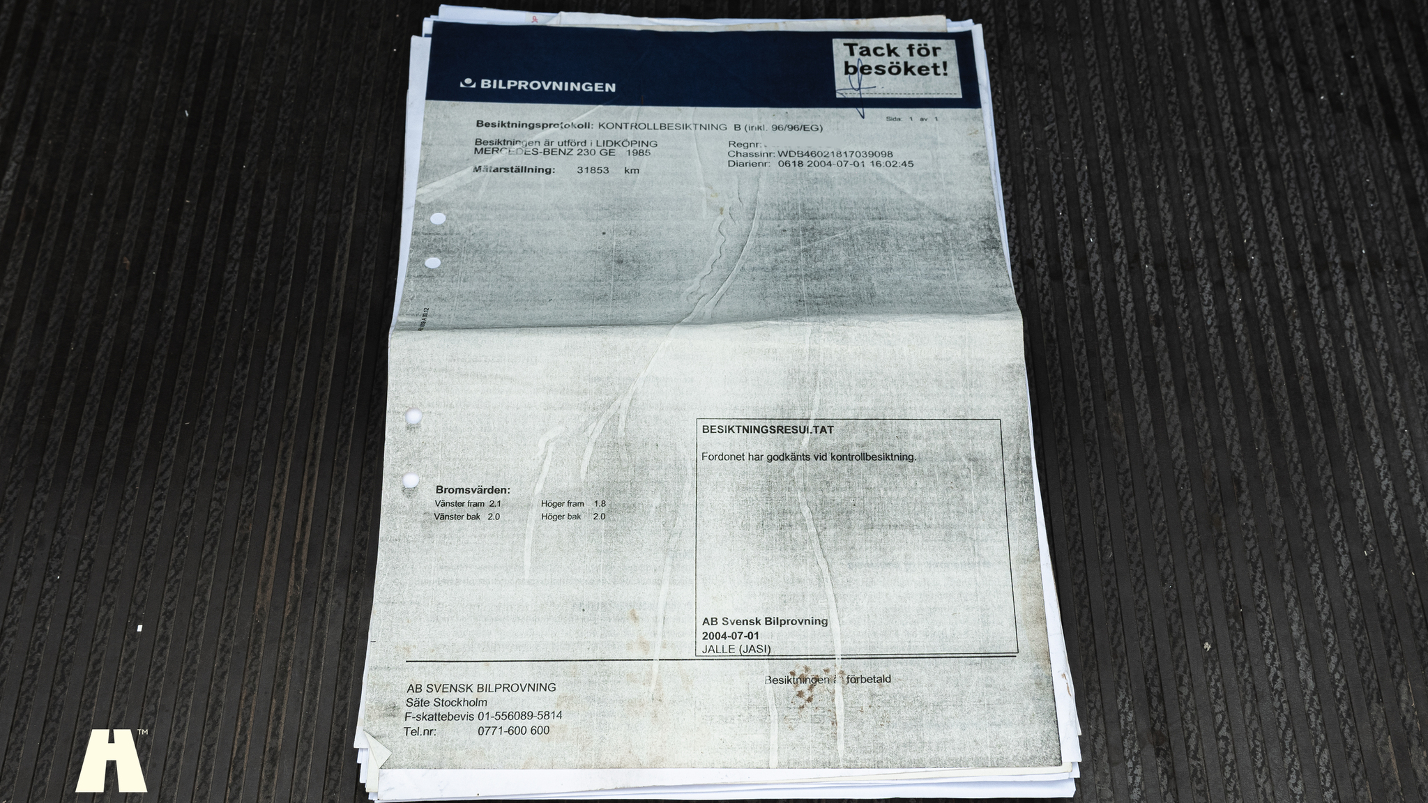 Documentation for 1985 Mercedes 230GE Cabrio