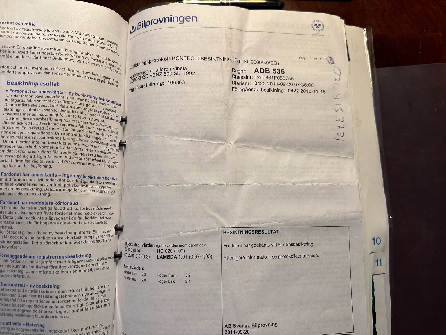 Dokumentation för 1992 Mercedes-Benz SL 500 (17)