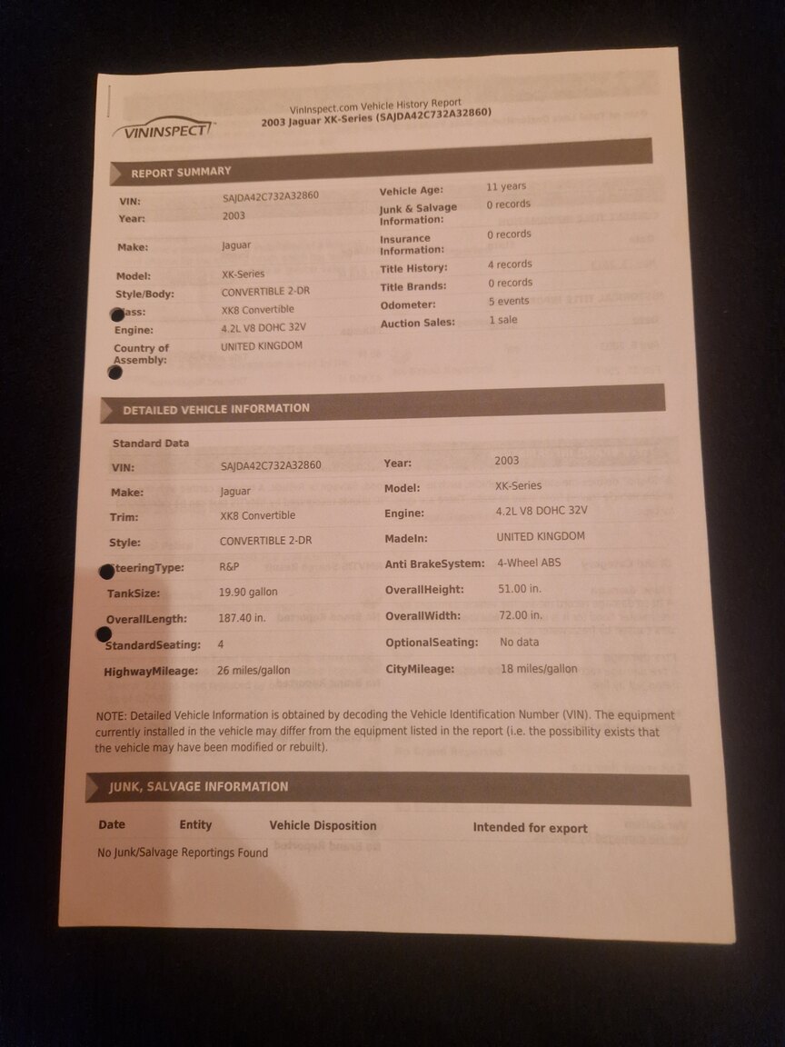 Documentation for 2003 Jaguar XK8 Cabriolet