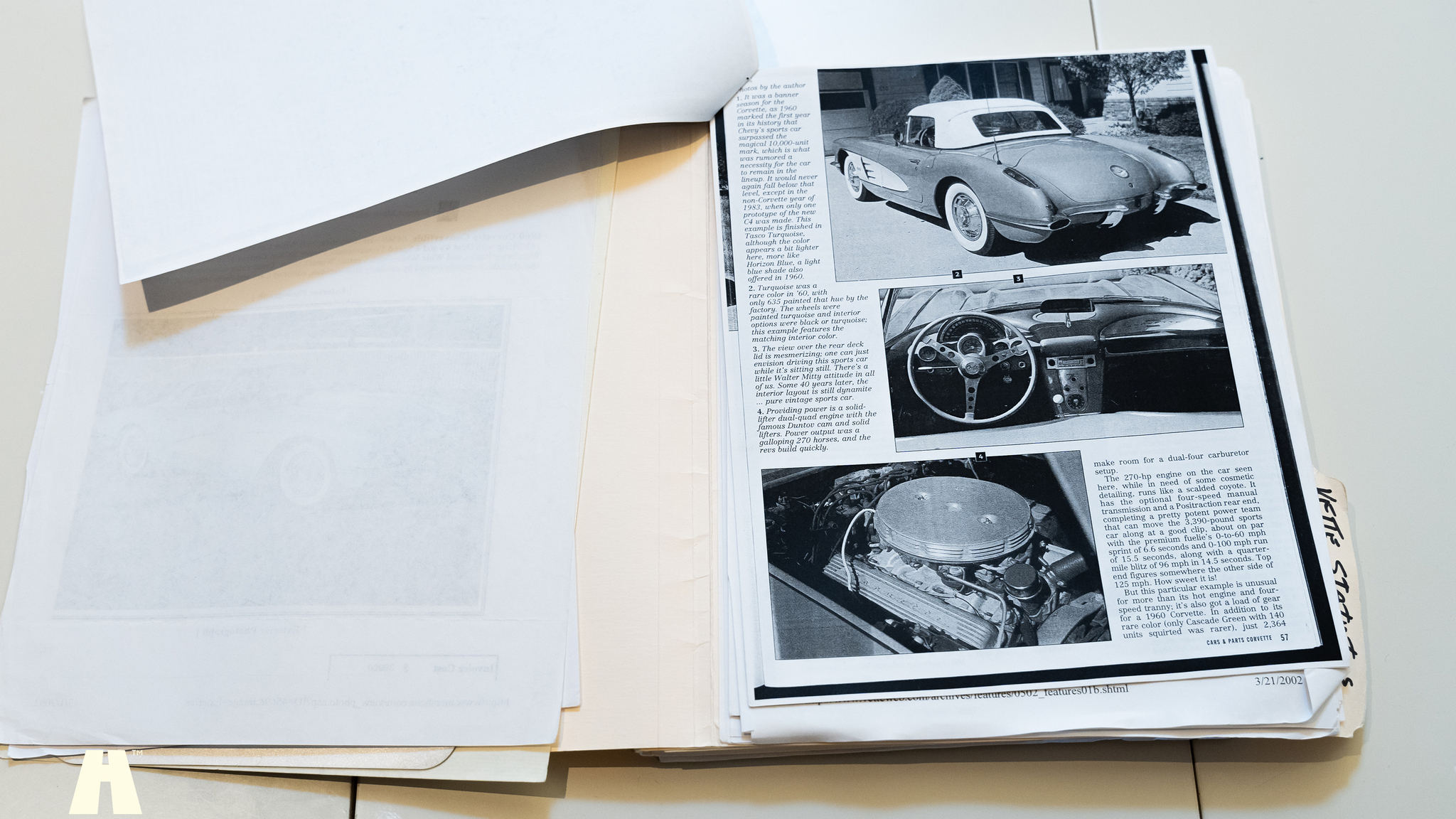Documentation for 1960 Chevrolet Corvette