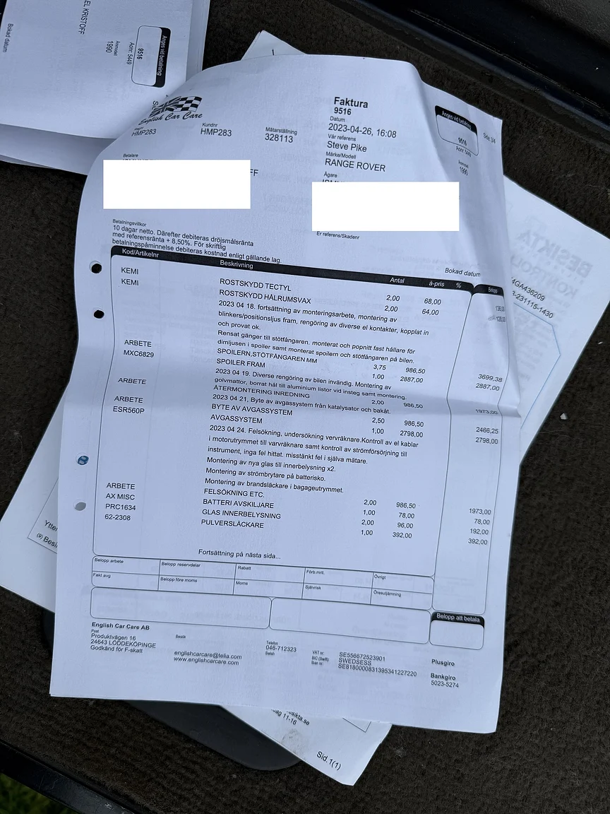 Documentation for 1990 Range Rover Vogue SE 3.9 (9)