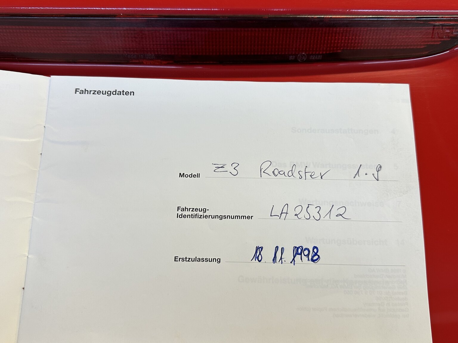 Dokumentation för 1997 BMW Z3 Roadster