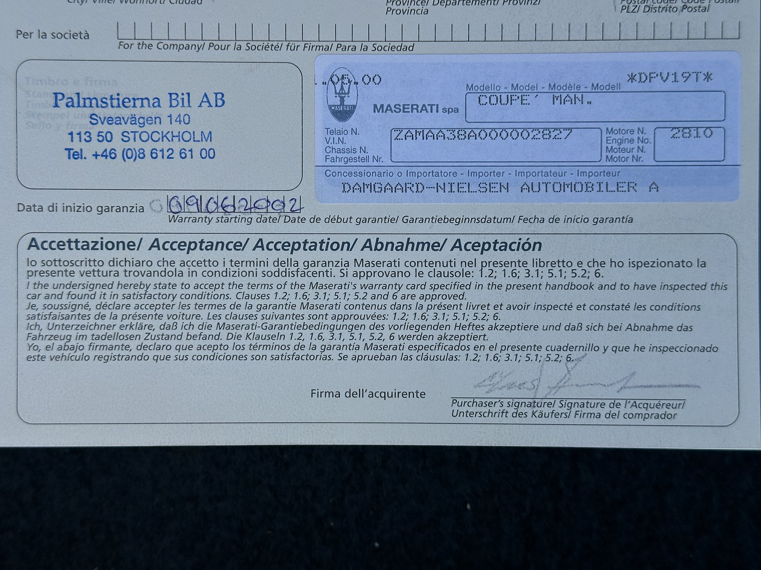 Documentation for 2000 Maserati 3200 GT