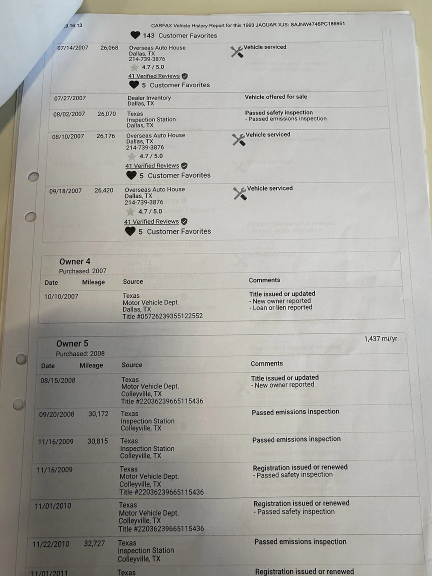Documentation for 1993 Jaguar XjS Cabriolet (3)