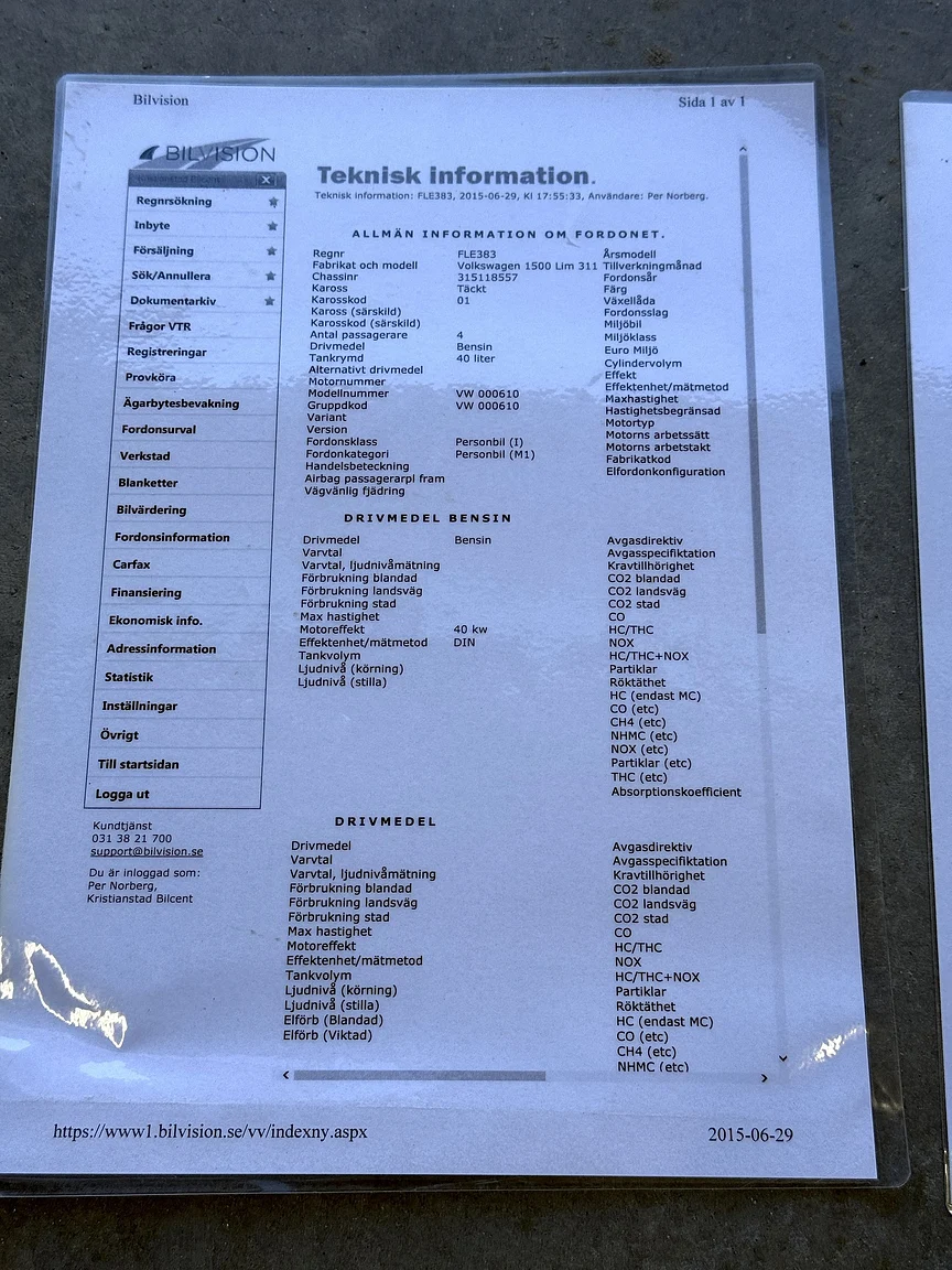 Documentation for 1965 Volkswagen 1500 Limousine 311 Notchback (2)