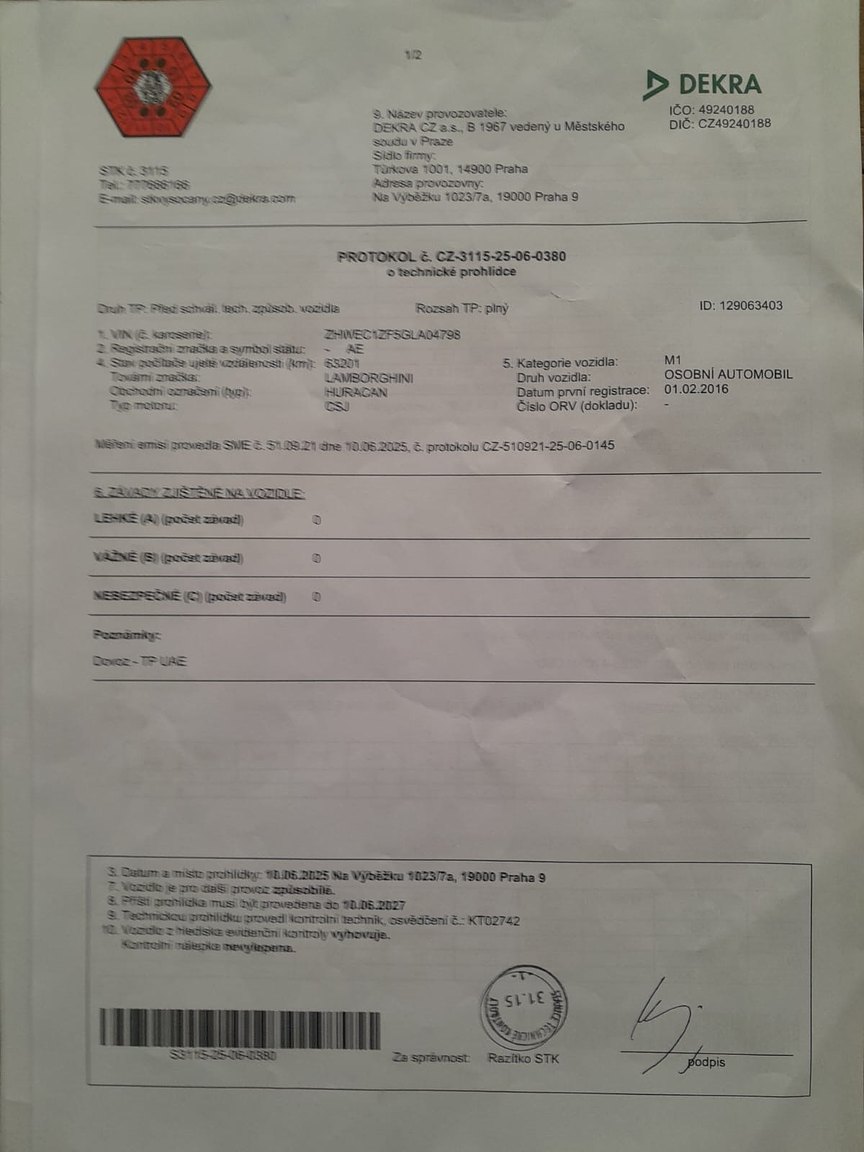 Documentation for 2016 Lamborghini Huracan LP-610-4