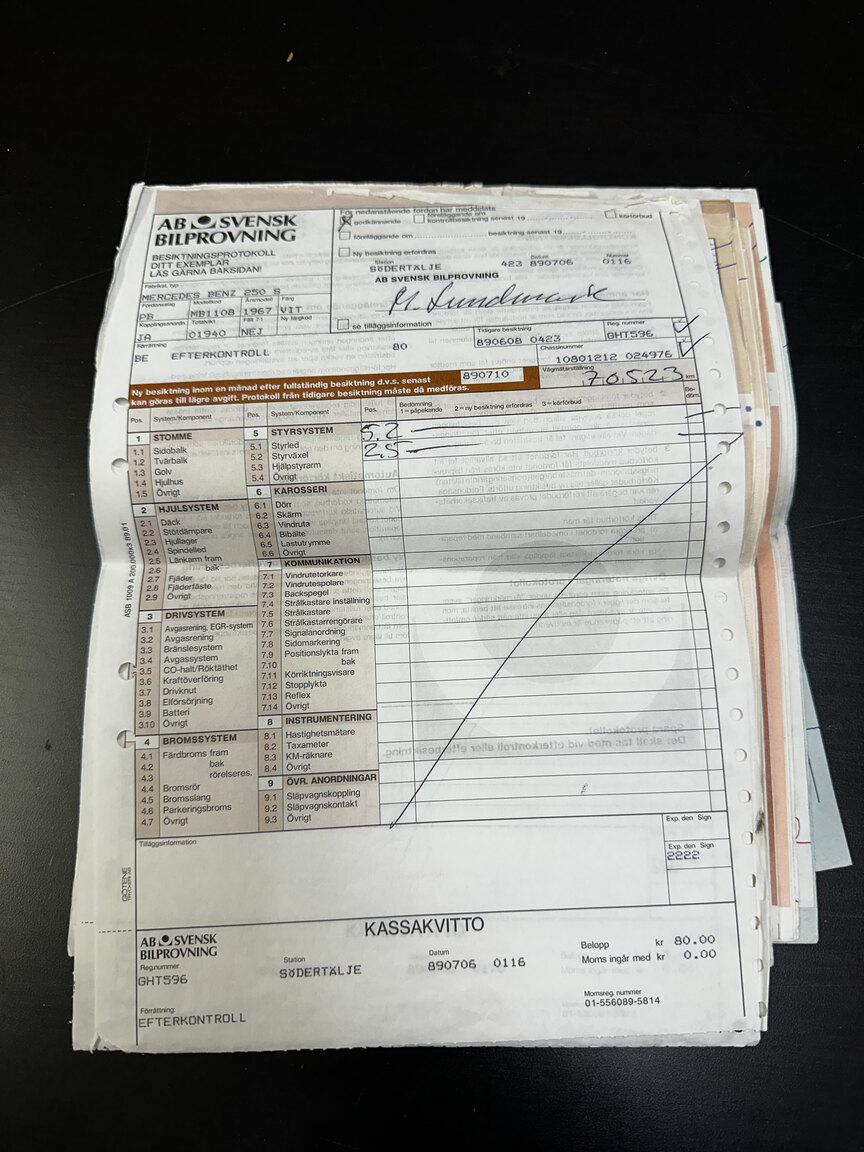 Documentation for 1967 Mercedes-Benz 250 S