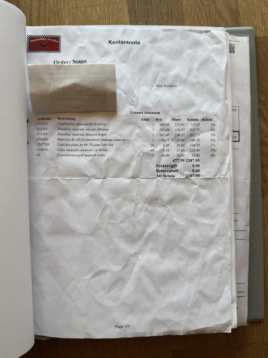 Documentation for 1970 Volvo Amazon (2)