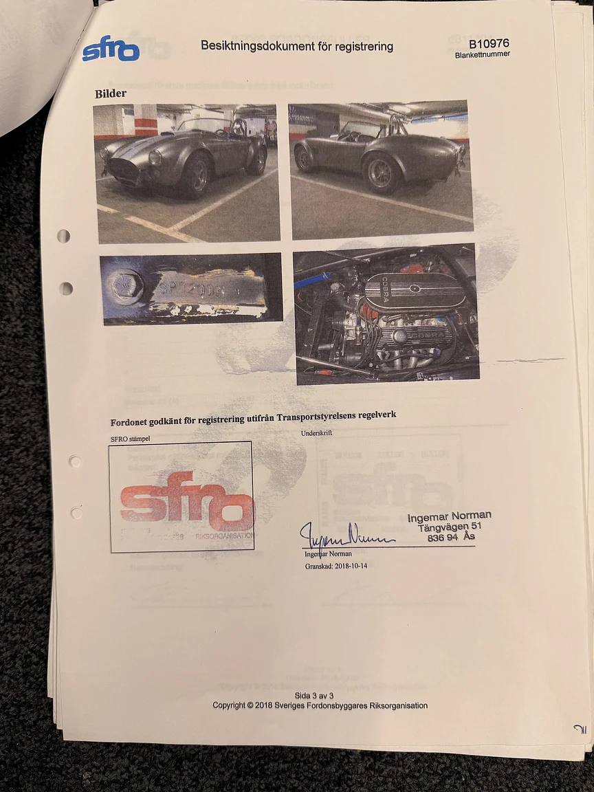 Dokumentation för 2018 Superformance Cobra (3)