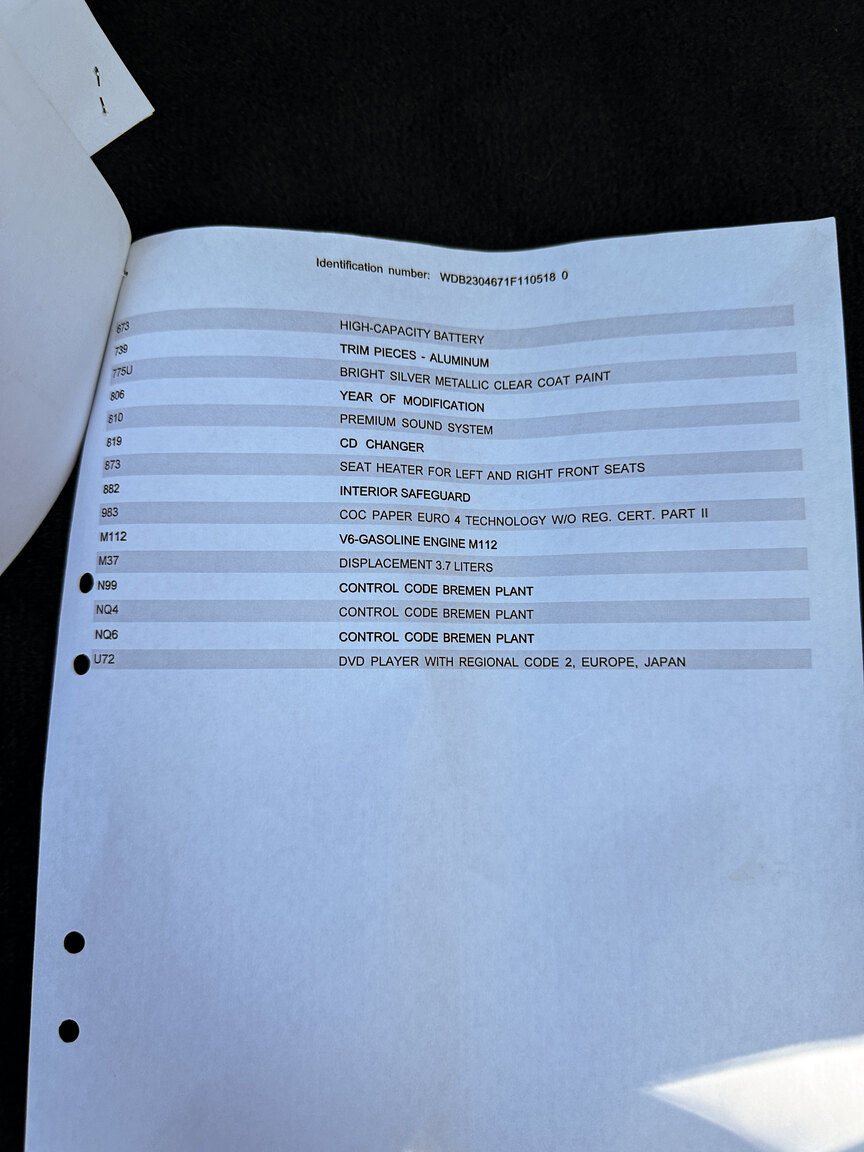 Documentation for 2006 Mercedes-Benz SL 350