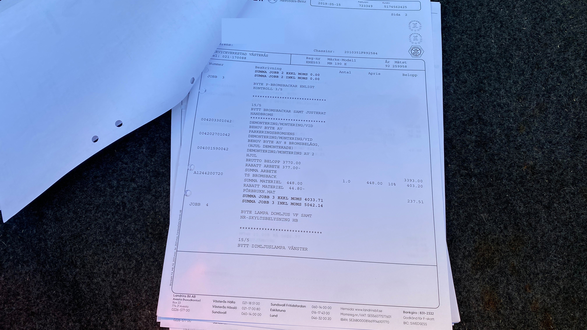 Documentation for 1992 Mercedes-Benz 190E 2.5-16 Cosworth