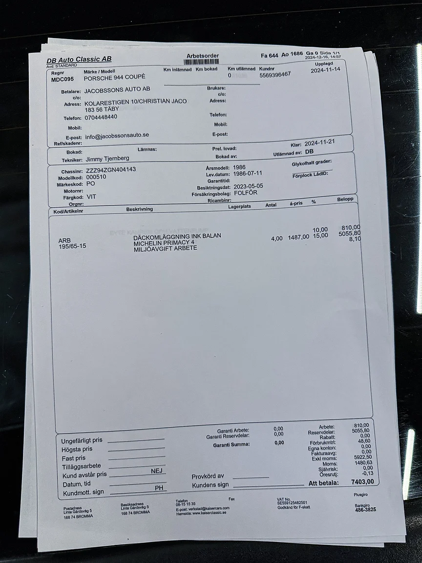 Documentation for 1986 Porsche 944R (4)