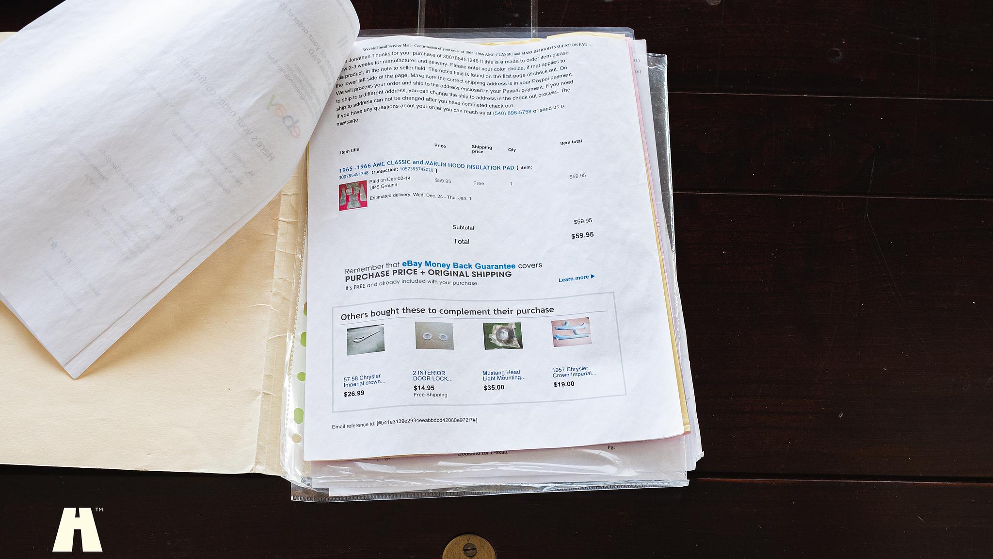 Dokumentation för 1965 AMC Rambler Marlin 327 CUI 5.4 V8