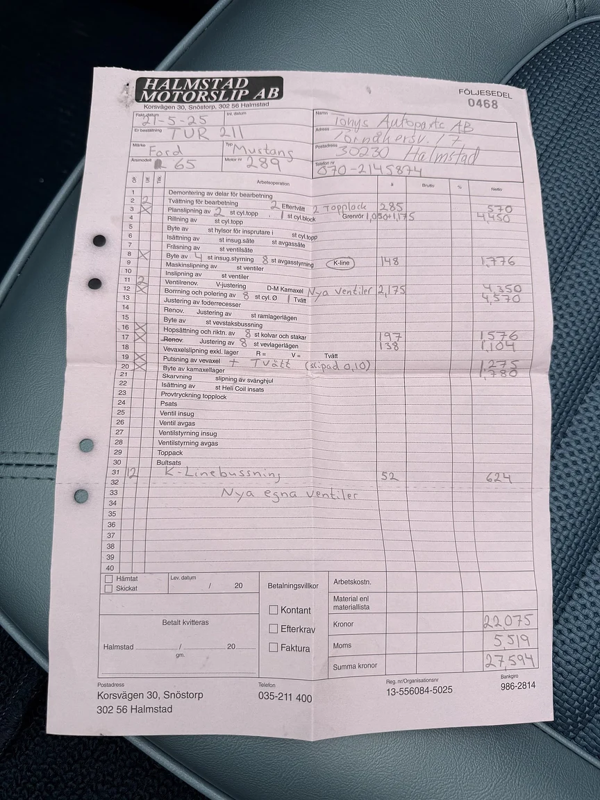 Dokumentation för 1966 Ford Mustang Convertible 289 V8 (1)