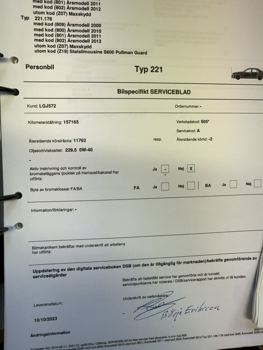 Documentation for 2011 Mercedes-Benz S 500 4MATIC 