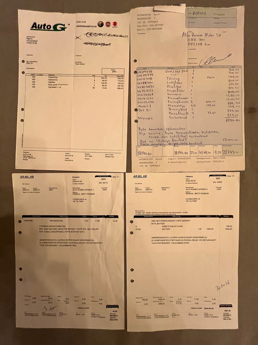 Documentation for 2001 Alfa Romeo Spider 3.0 V6