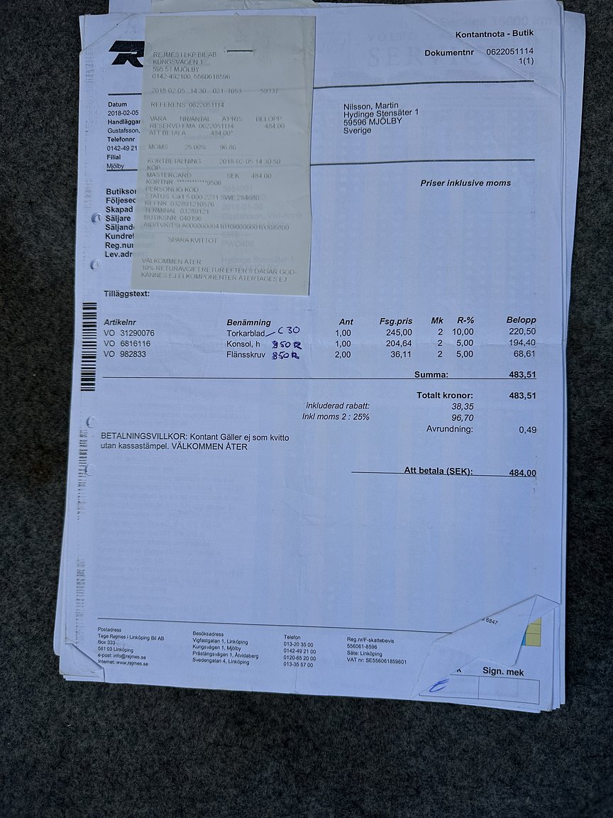 Dokumentation, 1996 Volvo 850 R