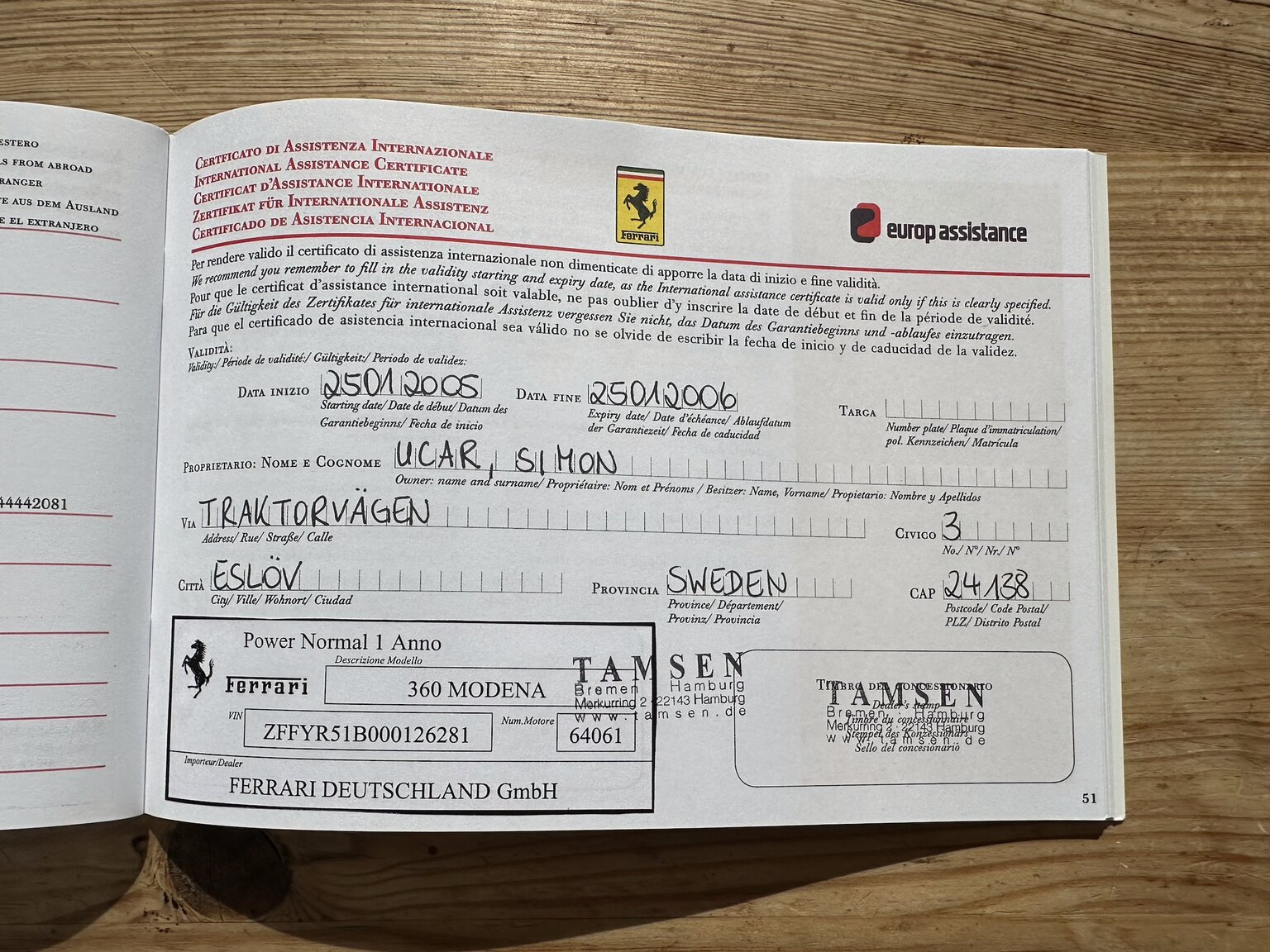 Documentation for 2001 Ferrari 360 Modena V8 Manual (7)