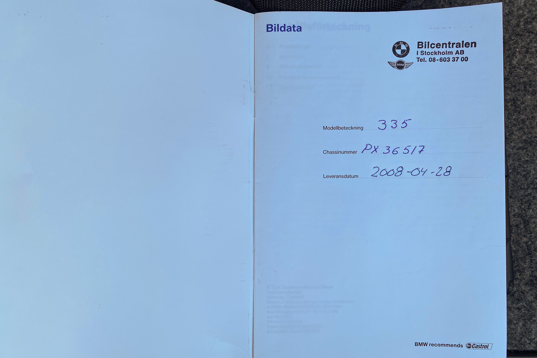 Dokumentation för 2007 BMW 335i Cabriolet (3)