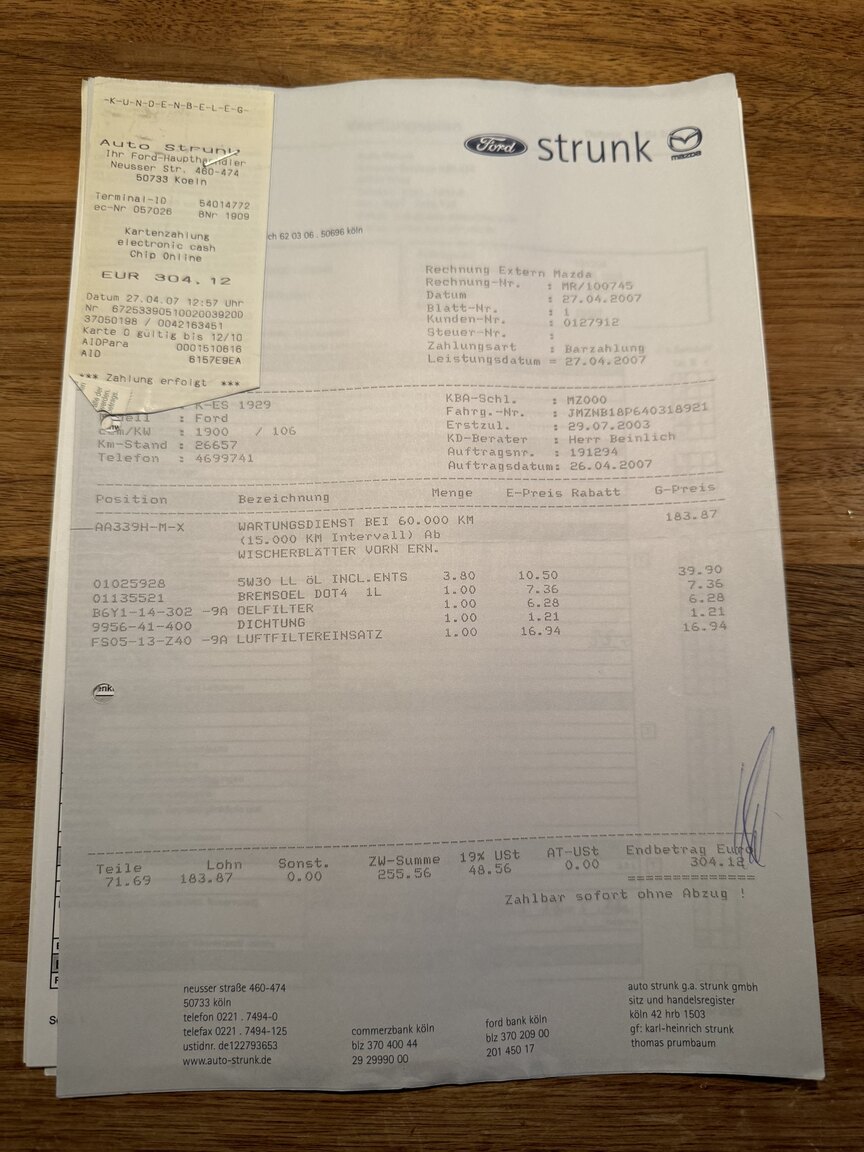 Dokumentation för 2004 Mazda MX-5