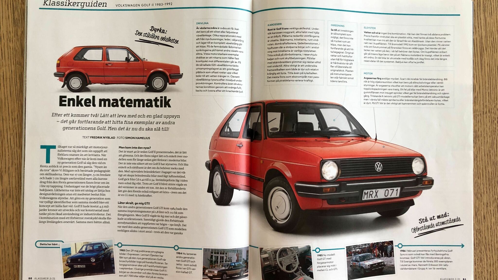 Dokumentation för 1986 Volkswagen Golf CL