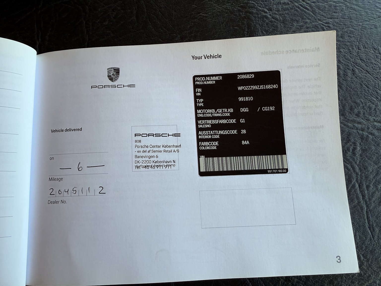 Dokumentation för 2018 PORSCHE 911 GT3 (3)