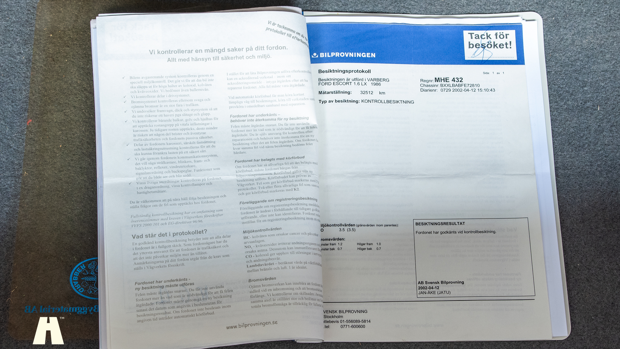 Dokumentation för 1986 Ford Escort 1.6 Hatchback 3-door  (11)