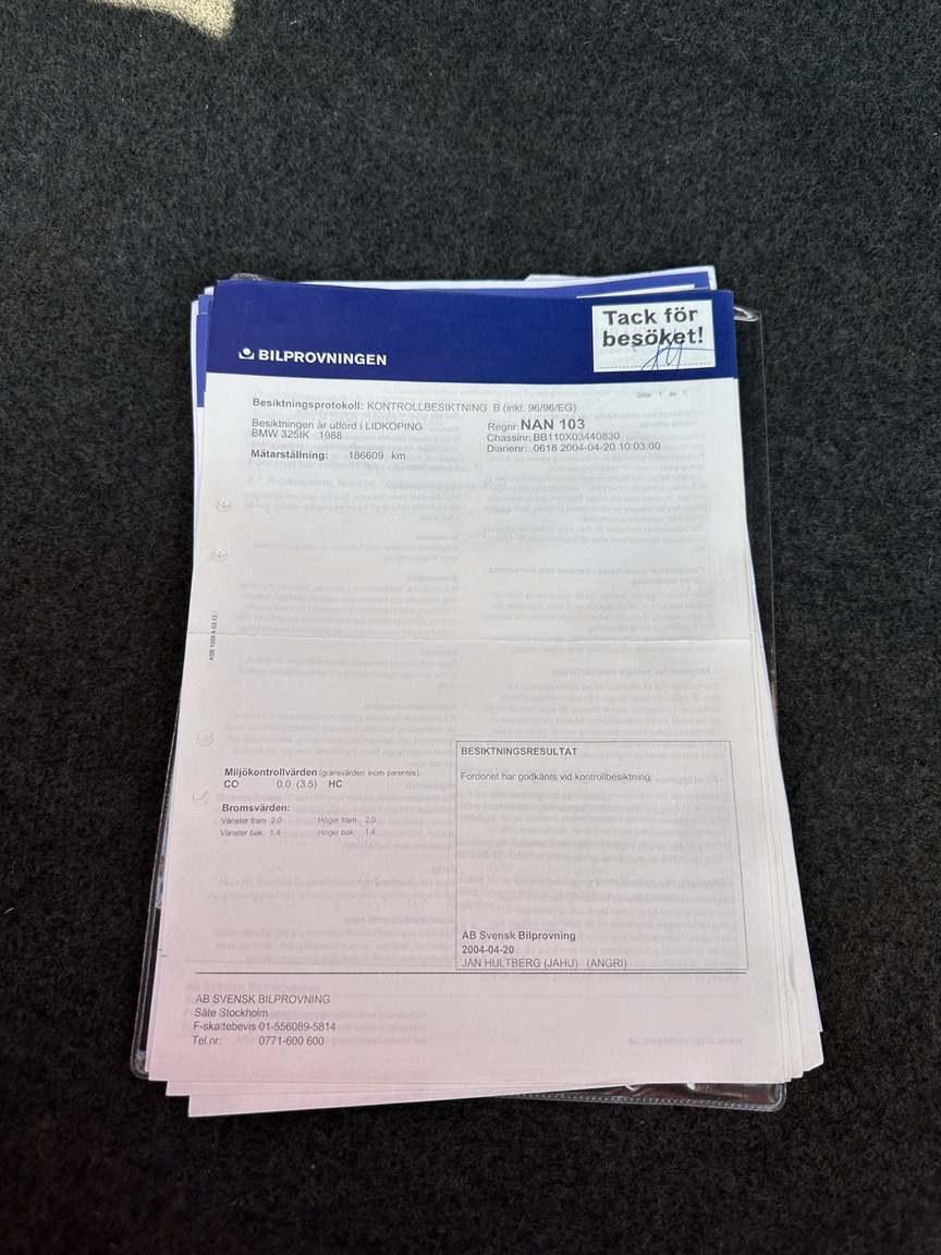 Documentation for 1988 BMW 325 Cabriolet (E30)