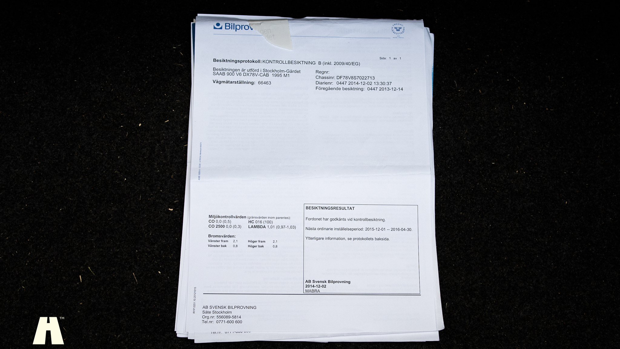 Dokumentation för 1995 SAAB 900 SE V6 Automat