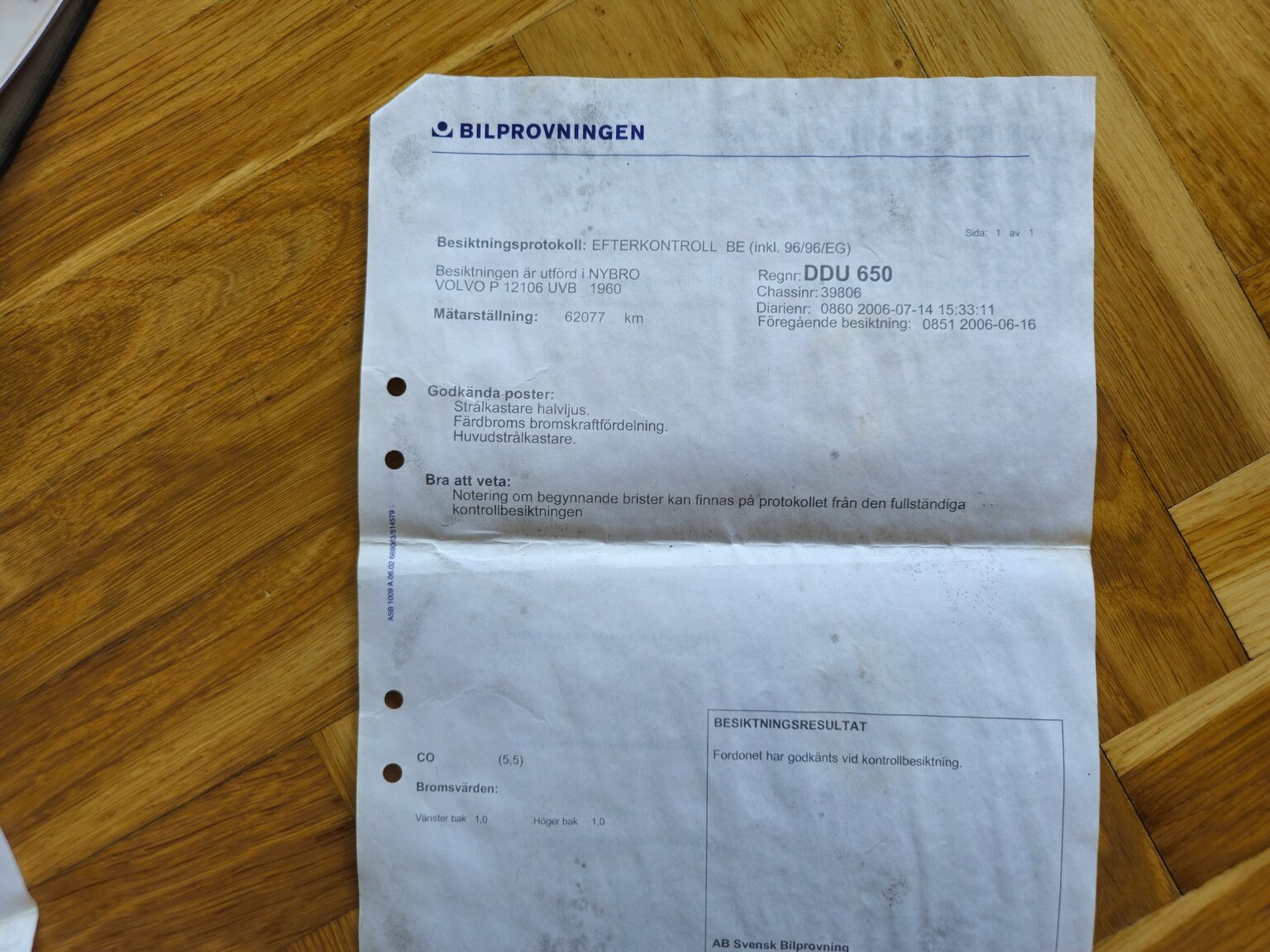 Dokumentation, 1960 Volvo Amazon 121 1.6