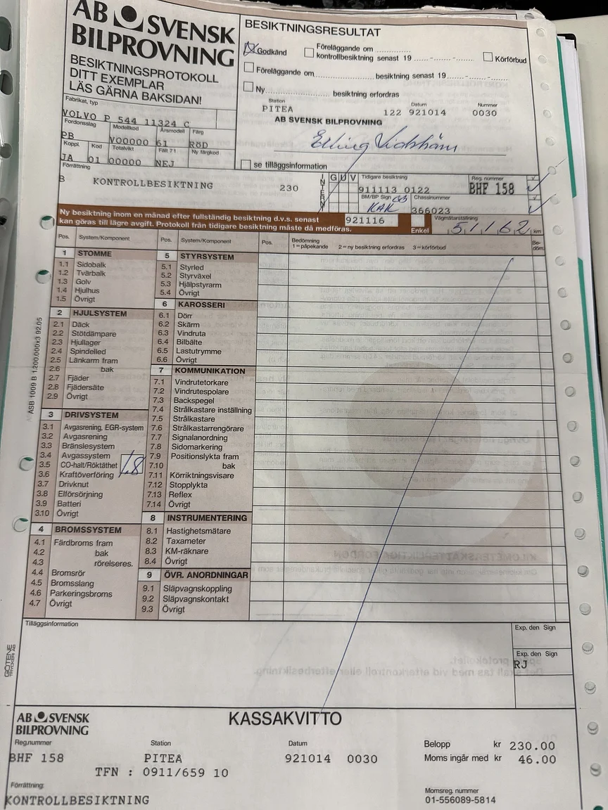 Documentation for 1961 Volvo PV544C Sport (26)