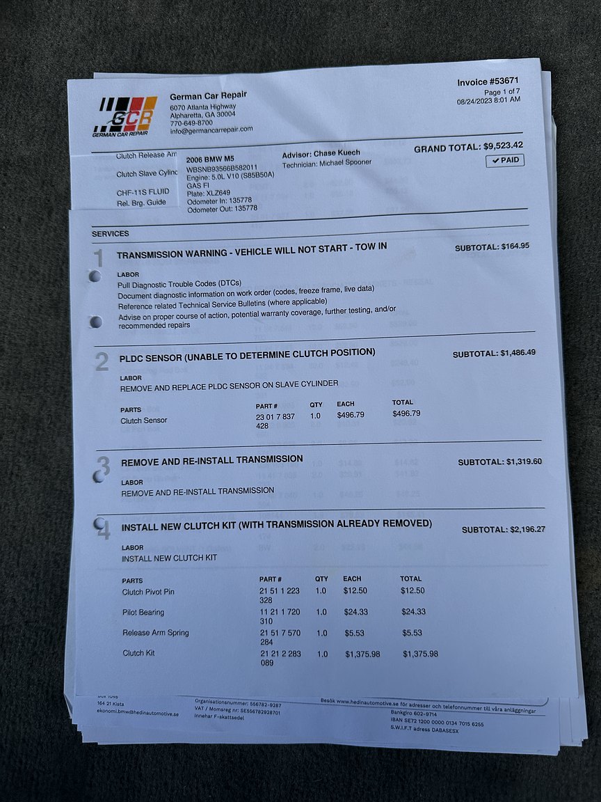 Documentation for 2006 BMW E60 M5