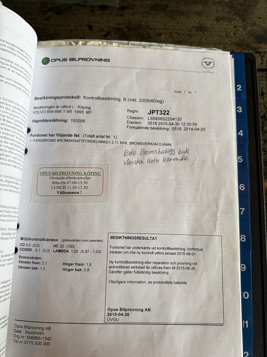 Documentation for 1995 Volvo 850 T-5R