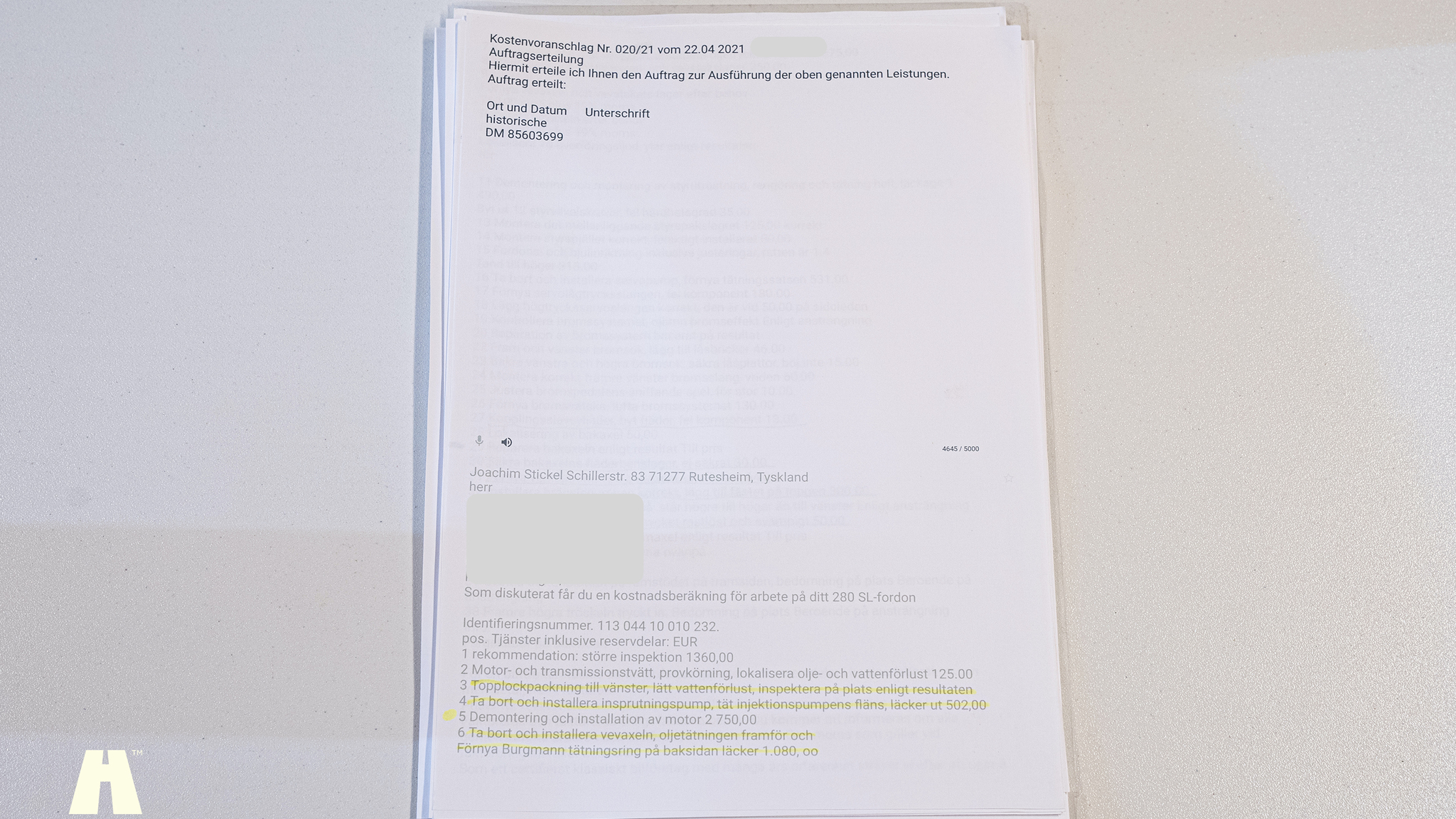 Documentation for 1970 Mercedes 280 SL Pagoda (28)