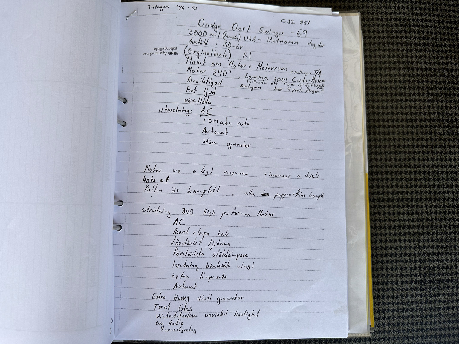 Documentation for 1969 Dodge Dart Swinger 340 (11)